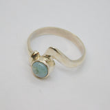 Sterling Silver Pale Blue Natural Stone Dress Ring Vintage c1970 Size Q 1/2