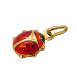 9ct Yellow Gold & Enamel Set Ladybird Charm Pendant Vintage c1970s