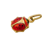 9ct Yellow Gold & Enamel Set Ladybird Charm Pendant Vintage c1970s