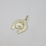 Sterling Silver Lucky Horseshoe With Horse Head Charm Pendant Vintage c1970