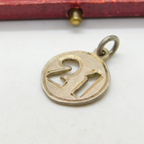 Sterling Silver Commemorative 21st Birthday Charm Pendant Vintage c1970