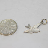 Sterling Silver Enamel Swallow Charm Pendant Vintage c1970