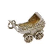 Sterling Silver Baby in the Pram Charm Pendant Vintage c1970