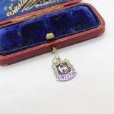 Sterling Silver and Enamel Leo Zodiac Travel Shield Charm Pendant Vintage c1970