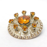 Scottish Sterling Silver Citrine Set Shield Form Brooch Mid-Century c1950