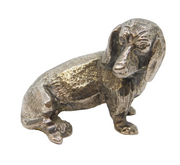 20th Century Cast Silver Plated Dachshund Dog Figurine Ornament Vintage