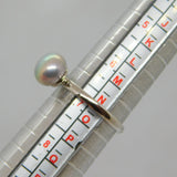 Sterling Silver Iridescent Pearl Solitaire Dress Ring Vintage c1970 Size N
