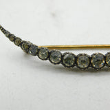 19th Century Sterling Silver Graduating Paste Set Crescent Moon Brooch Antique