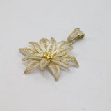 Sterling Silver Filigree Pattern Textured Flower Charm Pendant Vintage c1970