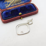 Sterling Silver Modernist Diamond Paste Drop Charm Pendant Vintage c1970
