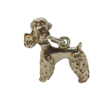 Sterling Silver Textured Poodle Dog Charm Pendant Vintage c1970