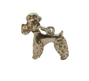 Sterling Silver Textured Poodle Dog Charm Pendant Vintage c1970