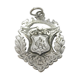 Scandinavian Sterling Silver Rampant Lion Fob Medal Antique c1920 Art Deco