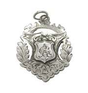 Scandinavian Sterling Silver Rampant Lion Fob Medal Antique c1920 Art Deco