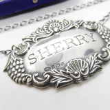 Sterling Silver Shell & Vine Pattern Sherry Decanter Label 1991 Birmingham