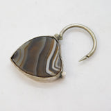 19th Century Scottish Sterling Silver & Banded Agate Heart Padlock Antique c1860