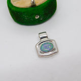 Sterling Silver Cabochon Opal Drop Charm Pendant Vintage c1970