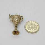 Sterling Silver Patterned Trophy Cup Charm Pendant Vintage c1970