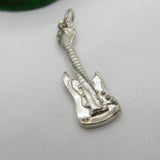 Large Nuvo Sterling Silver Electric Guitar Drop Pendant Vintage c1970