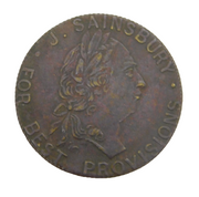Victorian J. Sainsbury 'For the Best Provisions' Spade Guinea Token Antique