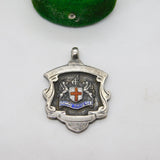 Sterling Silver & Enamel Crested Fob Medal Antique 1933 Birmingham Art Deco