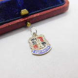 Sterling Silver & Enamel Worcester Shield Charm Pendant Vintage c1970