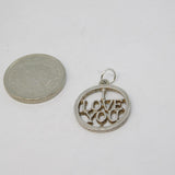 Sterling Silver 'I Love You' Charm Pendant Vintage c1970