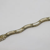Sterling Silver Mother of Pearl Wave Pattern Link Bracelet Vintage c1970