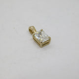 Sterling Silver Minimalist CZ Rectangle Charm Pendant Contemporary c2000s
