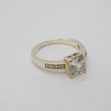 Sterling Silver 7 Cubic Zirconia Dress Band Ring Modern c2000 Size M