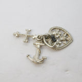 Sterling Silver Faith, Hope & Charity Charm Pendant Vintage c1970