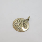 Sterling Silver Relief St Christopher Travel Disc Charm Pendant Vintage c1970s