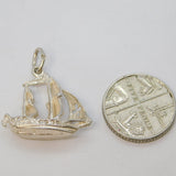 Sterling Silver Sailing Ship Charm Pendant Vintage c1970