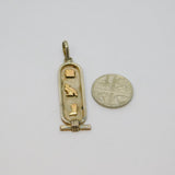 Gold On Sterling Silver Egyptian Hieroglyphs Ingot Style Pendant Vintage c1970s