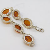 Sterling Silver & Baltic Amber Set Panel Bracelet Vintage c1970s