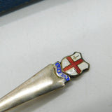 Bernard Instone Boxed Set of Sterling Silver Enamel London Teaspoons Vintage