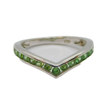 Sterling Silver Peridot Set Wishbone Dress Band Ring Vintage c1990 Size P 1/2