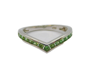 Sterling Silver Peridot Set Wishbone Dress Band Ring Vintage c1990 Size P 1/2