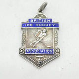 Art Deco Sterling Silevr Enamel British Ice Hockey Fob Medal Antique Birmingham