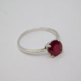 Sterling Silver Round Ruby Solitaire Dress Ring Vintage c1970 Size N