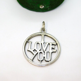 Sterling Silver I Love You Charm Pendant Vintage c1970