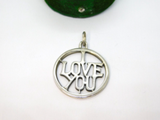 Sterling Silver I Love You Charm Pendant Vintage c1970