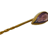 Victorian Rolled Gold & Amethyst Set Drop Stick Pin Antique c1880s