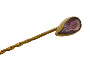 Victorian Rolled Gold & Amethyst Set Drop Stick Pin Antique c1880s
