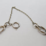 Sterling Silver Square Knot Style With Safety Chain Bracelet Contemporary c2000