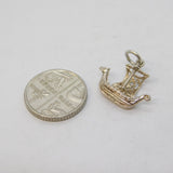 Sterling Silver Viking Ship Charm Pendant Vintage c1970s