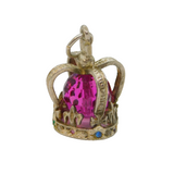 Sterling Silver Pink Crystal Crown Charm Pendant Vintage c1990