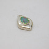 Sterling Silver Synthetic Opal Ellipse Charm Pendant Modern c1990s