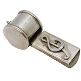 Sterling Silver Musical Note Whistle Fob Pendant Vintage c1970s