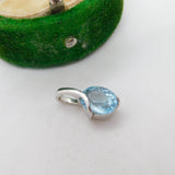 9ct White Gold & Blue Topaz Modernist Drop Pendant Vintage c1970